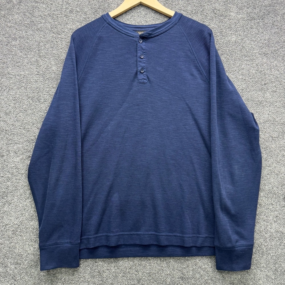 Banana Republic Double Knit Henley Mens XL Navy Long Sleeve Casual Shirt